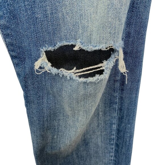 MOTHER High Waisted Looker Jeans Womens 28 Blue Medium Wash Distressed Stretch - Picture 5 of 11